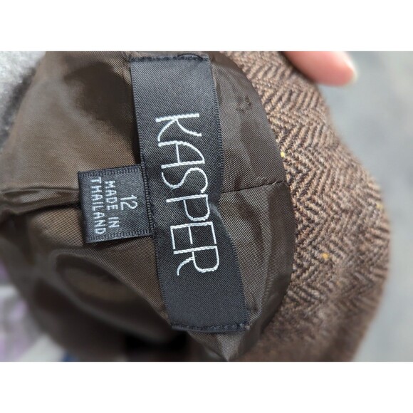 Vintage Kasper Size 12 Skirt Suit Brown Tweed - Picture 10 of 10